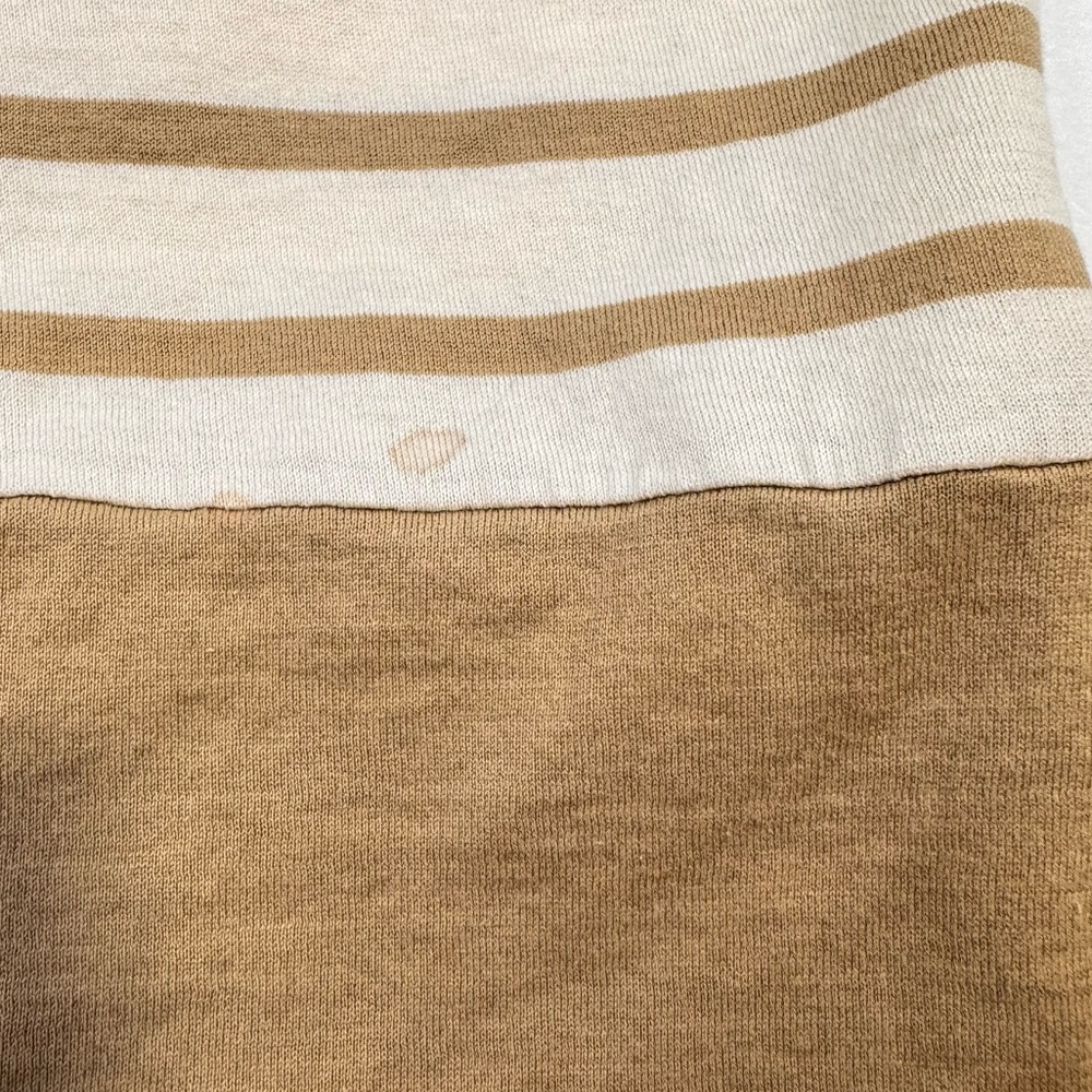 BALENCIAGA Stripe T-Shirt Women’s Size XL Brown Cotton Stretch Crewneck Casual - Picture 7 of 12